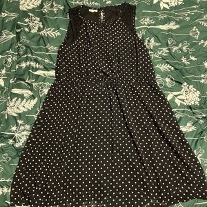 Maurices 2X Black Polka Dot Sleeveless Mid Length Dress With Lace Accents